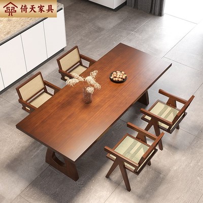 倚天北欧全实木餐桌带椅子家用长方形木桌小户型吃饭桌白蜡木桌子