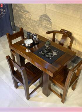 W9YX老船木小户型阳台茶桌椅组合实木办工茶客厅几家用简约小型桌