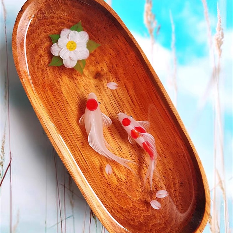 小众风高级感摆件3D立体锦鲤书房客厅办公桌装饰礼物树脂画鱼情人图片