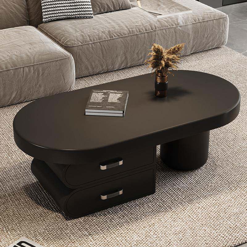 简约意式轻奢奶油茶几新款小户型客厅家用现代高级茶桌椭圆形网红