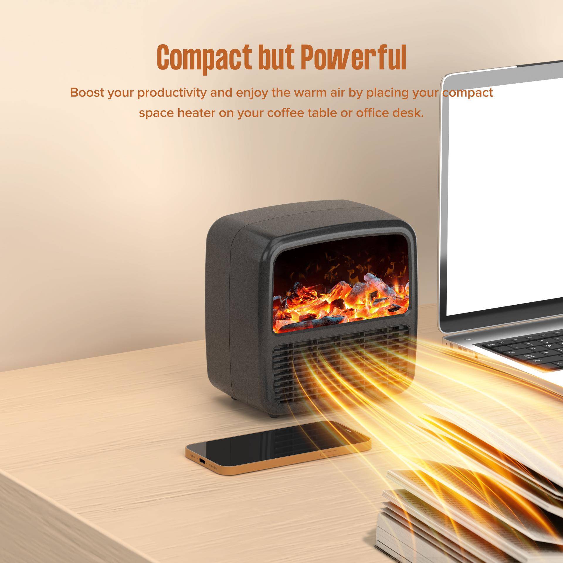 暖风机大功率1500W防真火焰壁炉家用速热风机取暖器