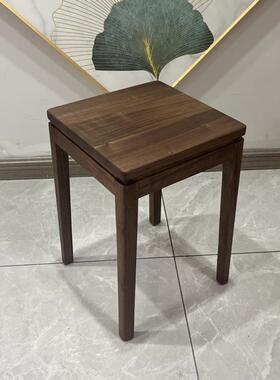 北美黑胡桃木餐凳客厅整装方凳全榫卯家用高凳可折叠实木简约板凳