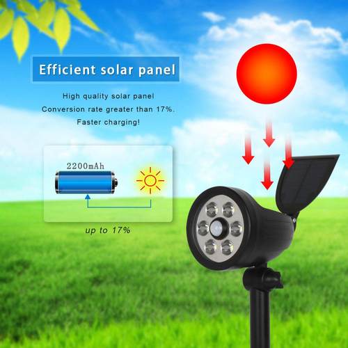 太阳能灯6LED人体感应室外防水太阳能旋转翻盖地插草坪花园灯庭院