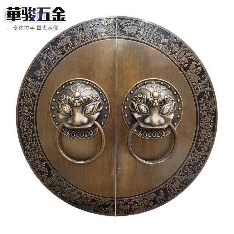 大门拉手仿古铜拉手门环中式门闩别墅门把手兽头虎头麒麟拉环