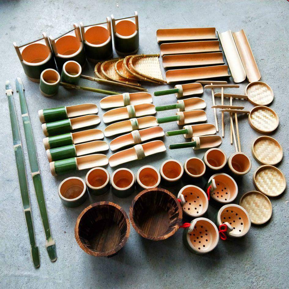 儿童挖沙子玩具套装件套竹子玩沙戏水玩具幼儿园竹水渠流水铲子