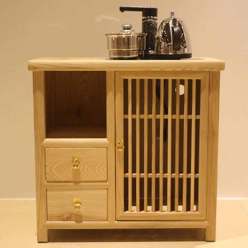 新中式茶水柜茶柜办公室烧水柜榆木白蜡木家具茶边柜矮柜茶水台