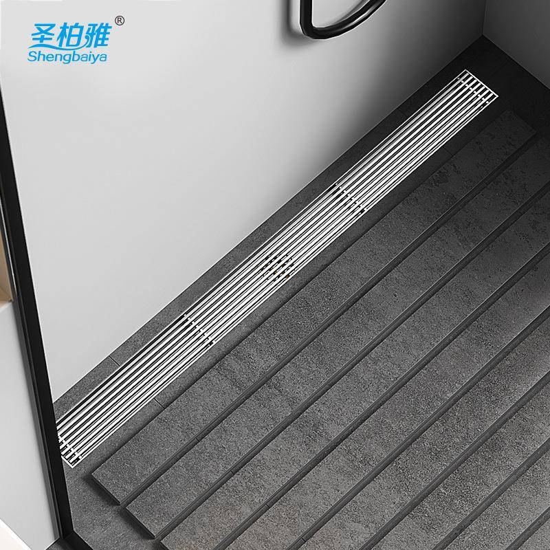 加厚实心304不锈钢浴室长条地漏防臭器卫生间淋浴房大排量长地漏