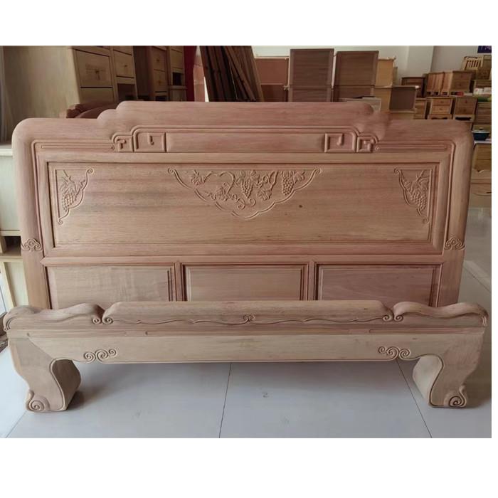 全实木格木古典白胚床头床尾金花梨木白茬1.5米1.8米2米双人床