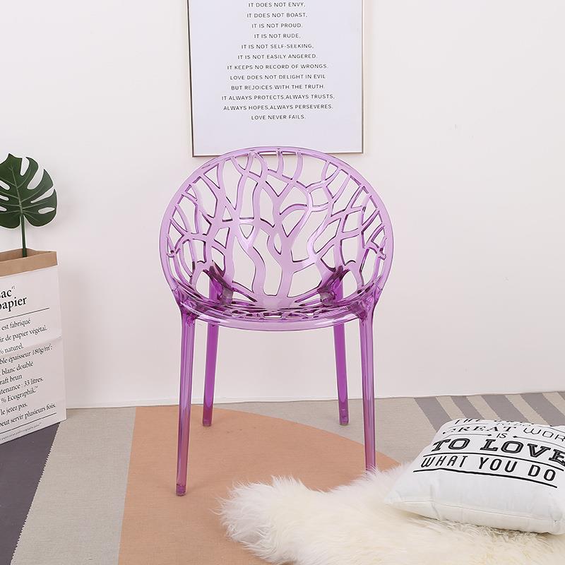 网红带扶手透明水晶餐椅透明亚克力椅子现代简约塑料凳子商用家用