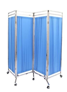 加厚不锈钢折叠屏风钢管喷塑蓝色屏风诊所隔断移动折叠屏风