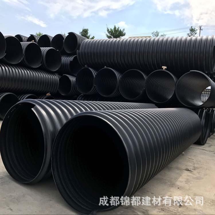 大口径缠绕波纹HDPE钢带增强螺旋波纹管600排水排污pe管