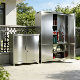 304不锈钢户外储物柜防水防锈杂物收纳柜花园庭院定制渔具工具柜