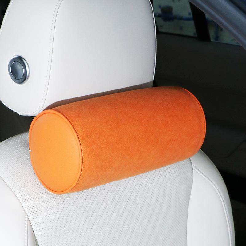 汽车头枕圆形舒适车载护颈枕慢回弹高档翻毛皮汽车内饰用品脖枕