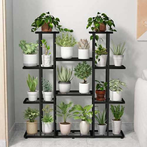 花架子阳台落地阶梯式铁艺花架多层可移动置物架阳台植物放置架