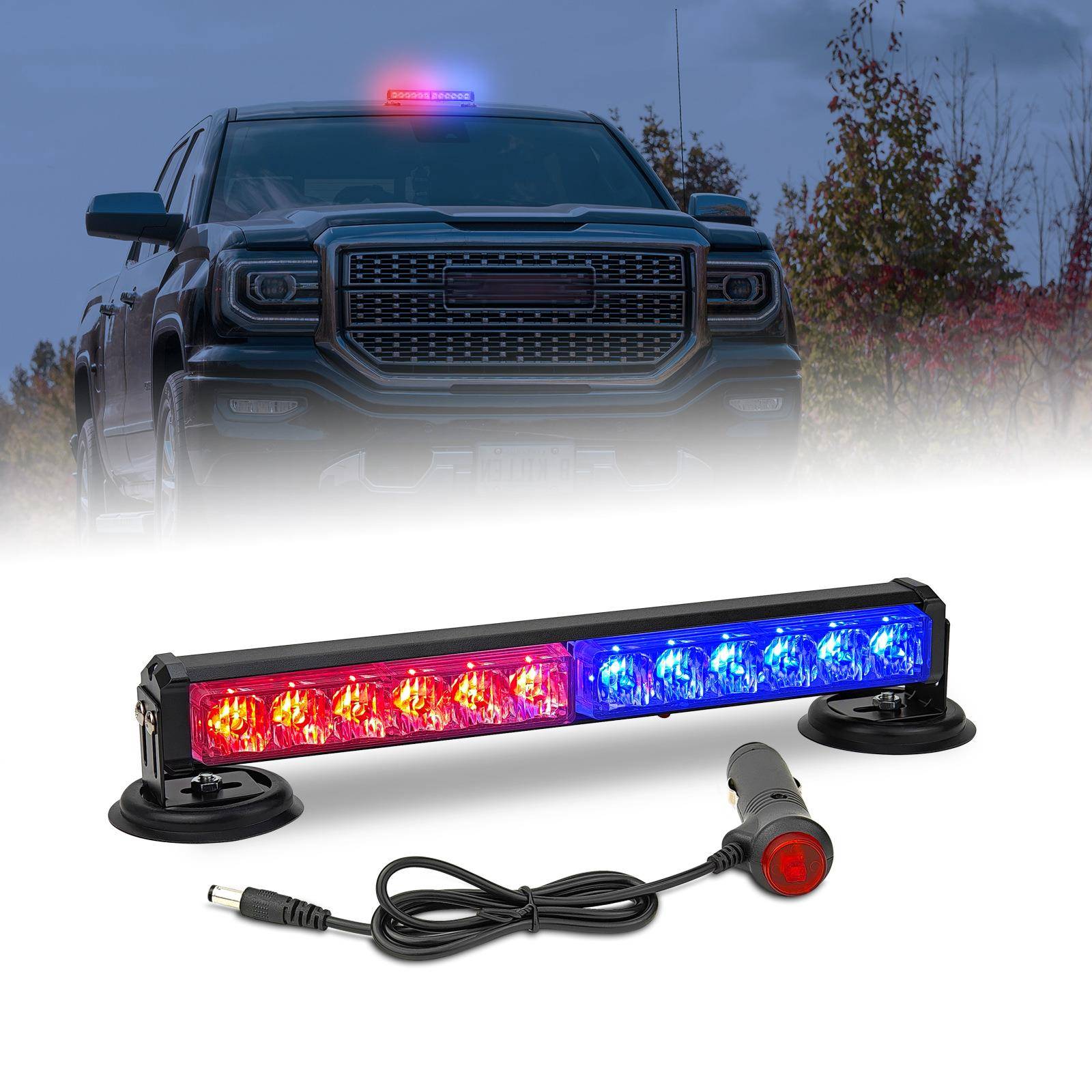 充电式LED强磁吸顶爆闪灯车载红蓝吸顶长条灯工程车警示灯12V24V