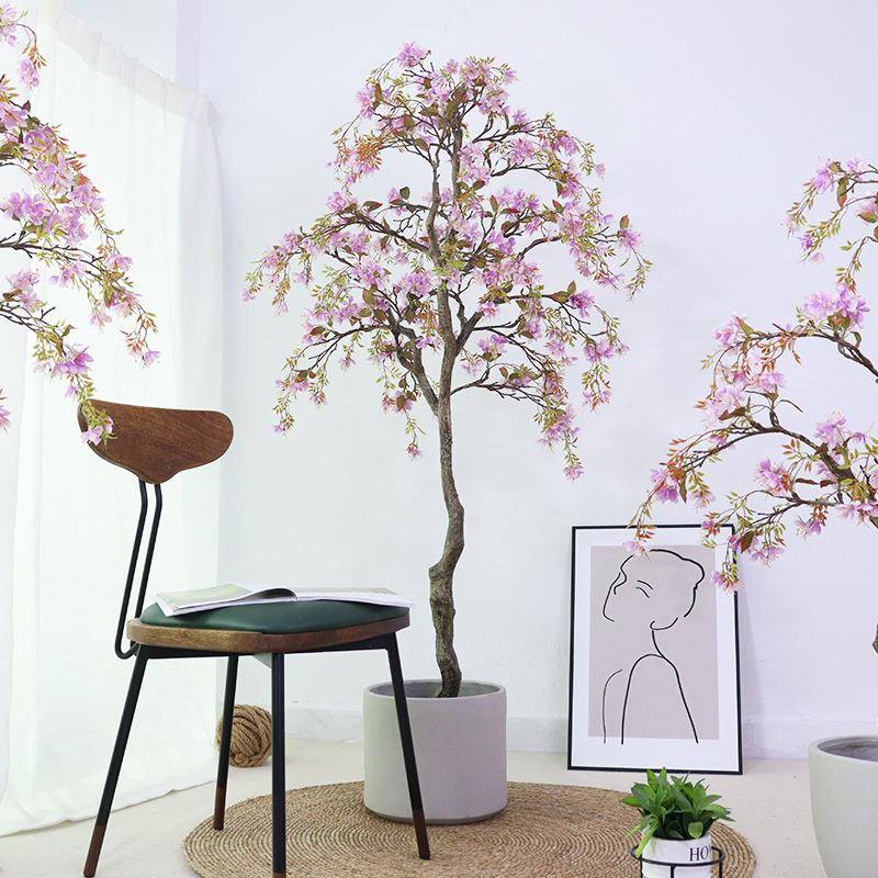 绿植仿真海棠花树室内外客厅落地装饰花造景盆栽假花植物摆件假树