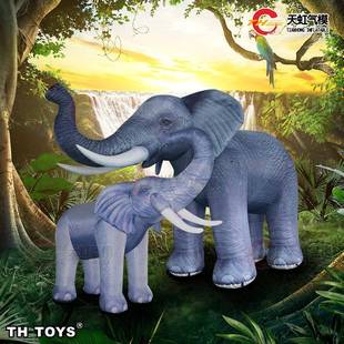 充气仿真大象森林守护户外固定广告气模节日活动充气动物组合模