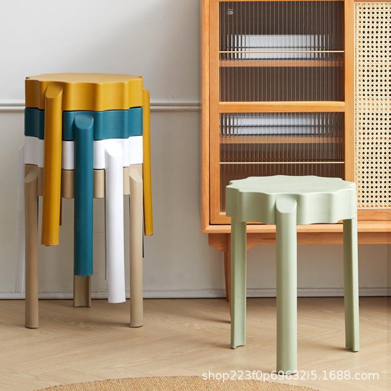 北欧简约塑料凳子加厚高圆凳家用客厅方凳创意胶凳子网红小矮板凳