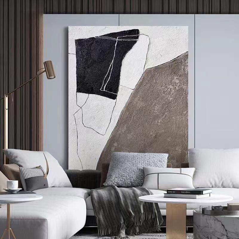 纯手绘大尺寸玄关客厅落地画黑白灰点线面色块装饰画立体肌理挂画,电子/电工,接线端子,淘宝优惠券,粉丝福利购,淘宝优惠卷