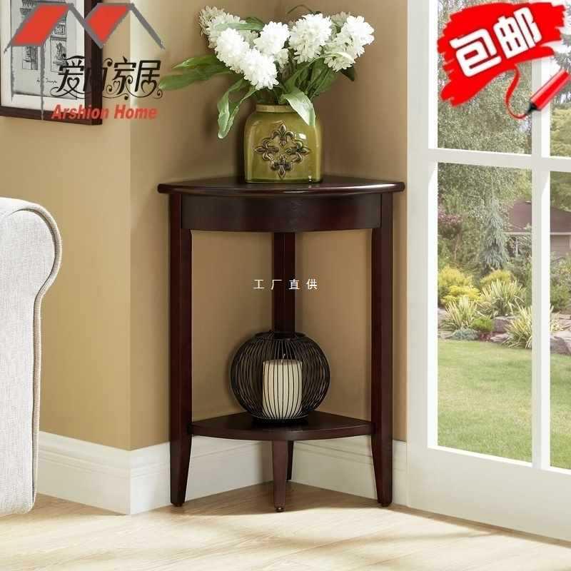 实木角柜迷你墙角柜美式三角柜客厅转角沙发柜角落展示架新款