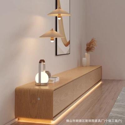 日式简约实木落地电视柜茶几组合现代小户型客厅家用原木色电视柜