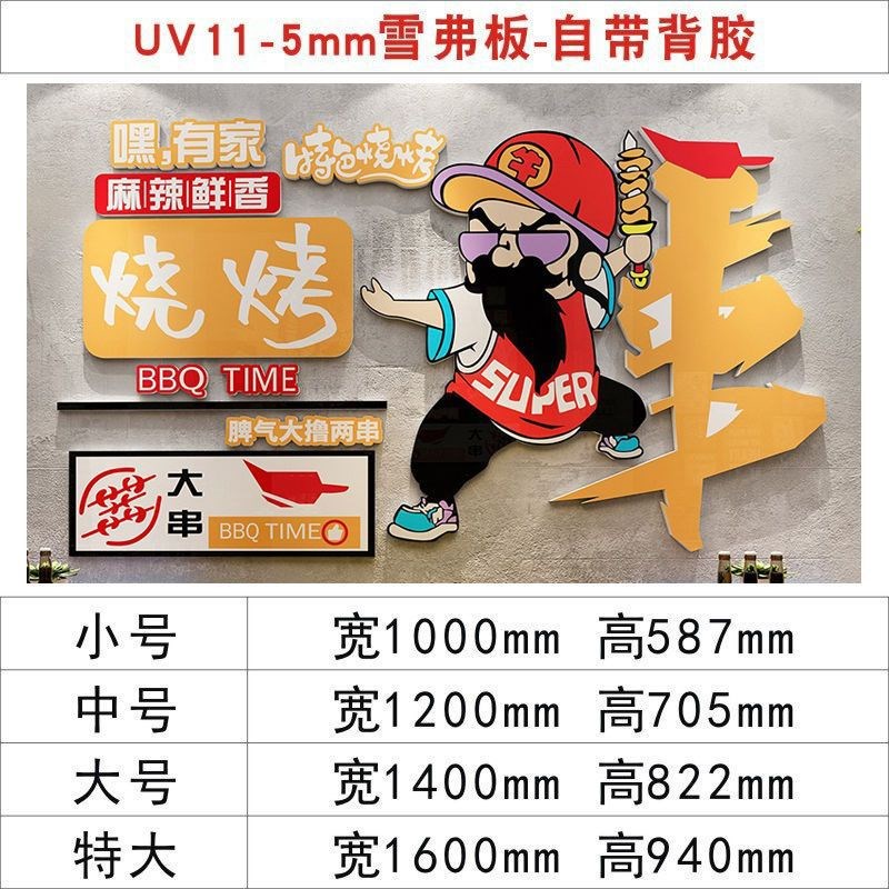 国潮风工业烧烤串串火锅餐饮饭店背景墙面装饰氛围布置3d立体贴画图片