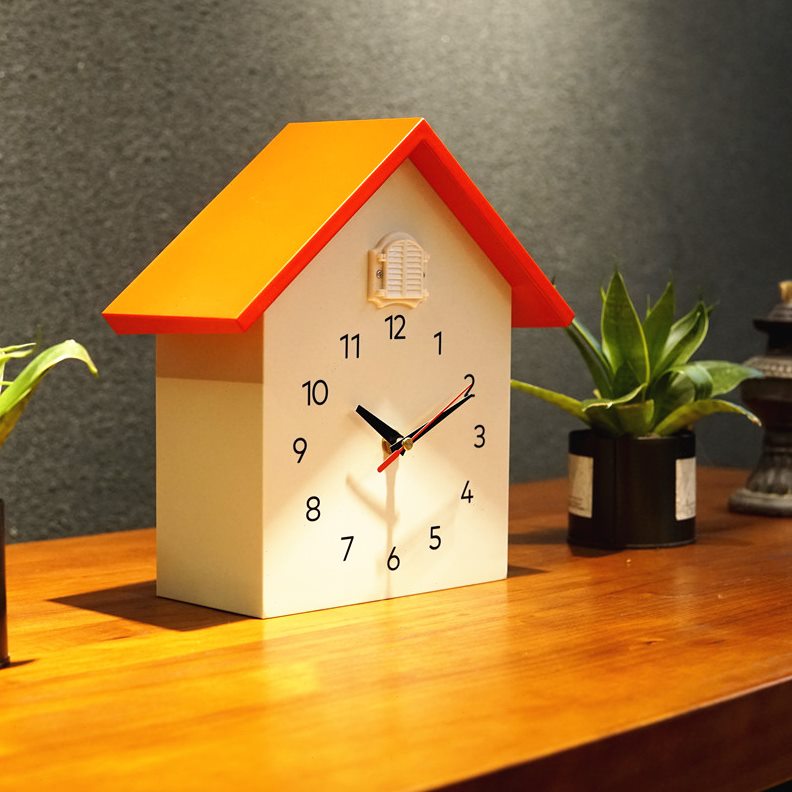 简约现代摇摆鸟座钟创意布桌面时钟钟表咕咕钟客厅谷时尚闹钟台钟