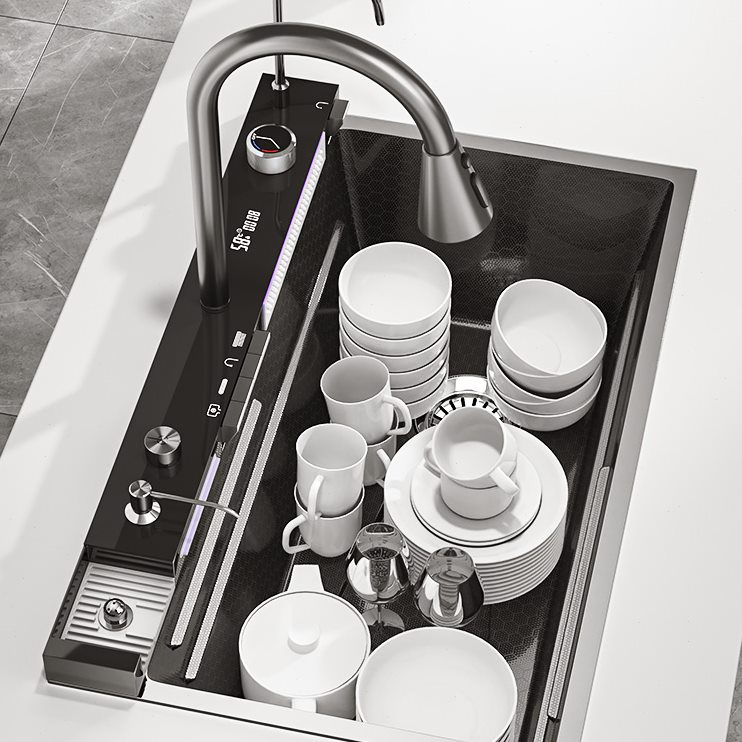 大单槽数显布不锈钢厨房摩狮瀑30雨飞家用纳米压纹4洗菜盆水槽