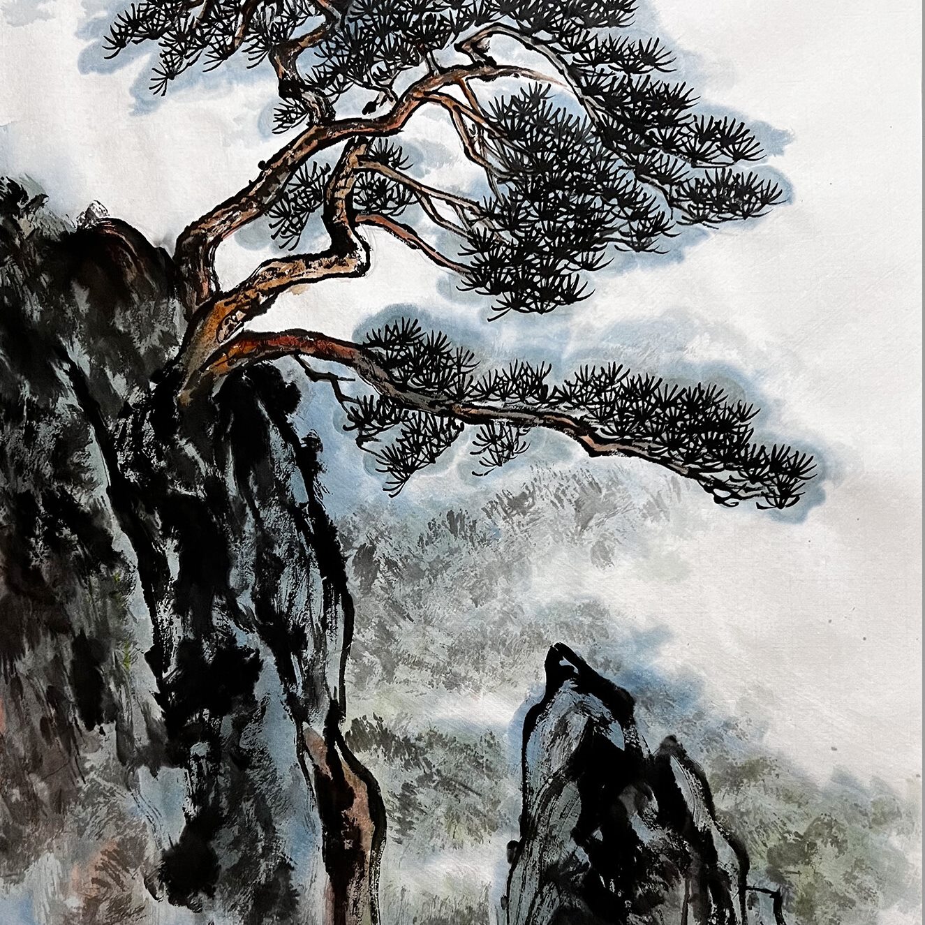 三9款开水墨山水画尺精品3纯手四宣纸松树93国玄关装饰画绘中式无图片