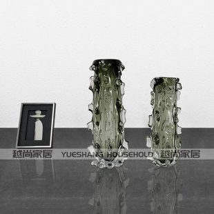 飾品 花瓶擺件創意玻璃北歐干花插花簡約輕奢玄關透明桌面客廳裝