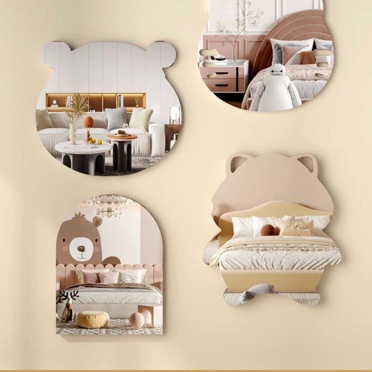 亚克力粘贴打孔卡通高清免墙面软贴片浴室镜儿童镜子贴墙自粘