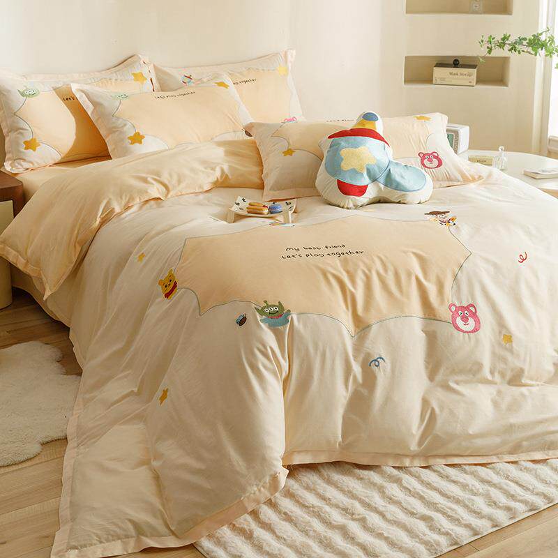 包邮2024新款全棉绣花卡通刺绣四件套巴斯光年大版活性斜纹