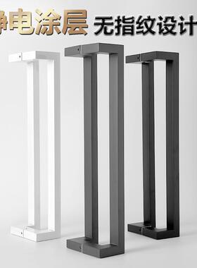 玻璃门拉手不锈钢方管黑色灰色白色双弯斜拐脚有框门