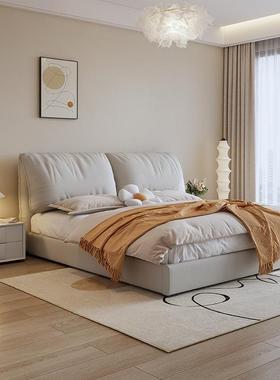 轻奢科技布床大象耳朵床简约现代奶油风床布艺床主卧双人大床婚床