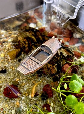 小船摆件 可浮水古法鱼缸玻璃缸水族流水中国风古风禅意装饰彩绘