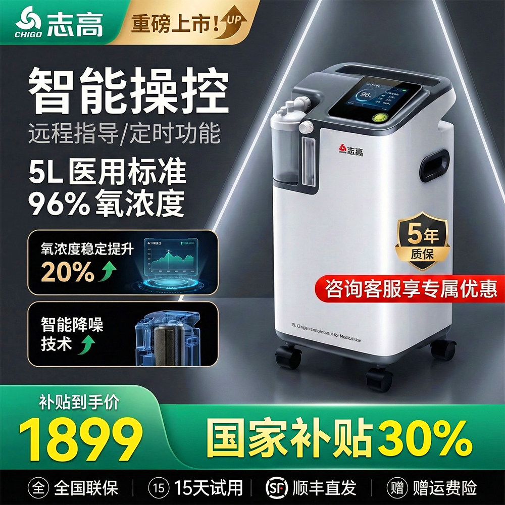 志高医用制氧机3升5L老人孕妇吸氧机慢阻肺肺水气肿肺心病制氧机