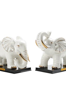 陶瓷大象摆件招财镇宅家居玄关装饰客厅工艺品办公室摆设乔迁礼品