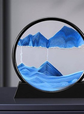 放电视柜上的装饰品创意3D流沙画沙漏摆件解压客厅摆件工艺品高级
