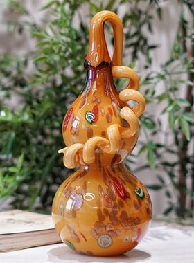 淄博非遗纯手工琉璃万花黄葫芦福禄双全多子多福居家玄关