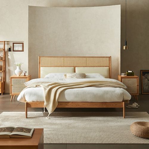 藤编匠师日式全实木藤编床现代简约1.8米大床1.5米主卧藤编双人床