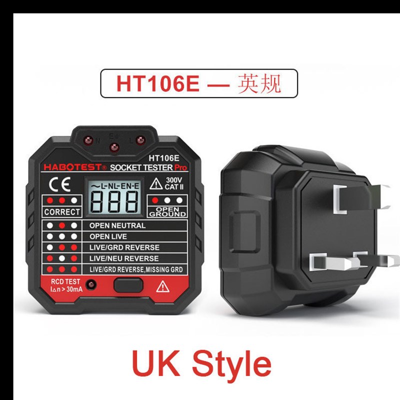 HT106E/D/B数显插座安全测试仪漏电开关检测测线验电器零火线辨别