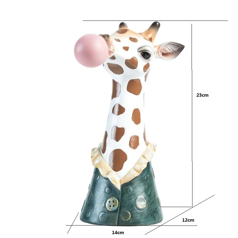 Resin Cartoon Animal Head Vase Flower Pot Bubble Gum Zebra G