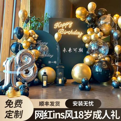 18岁生日装饰场景布置升学宴男孩十八岁成人礼派对仪式KT板背景墙