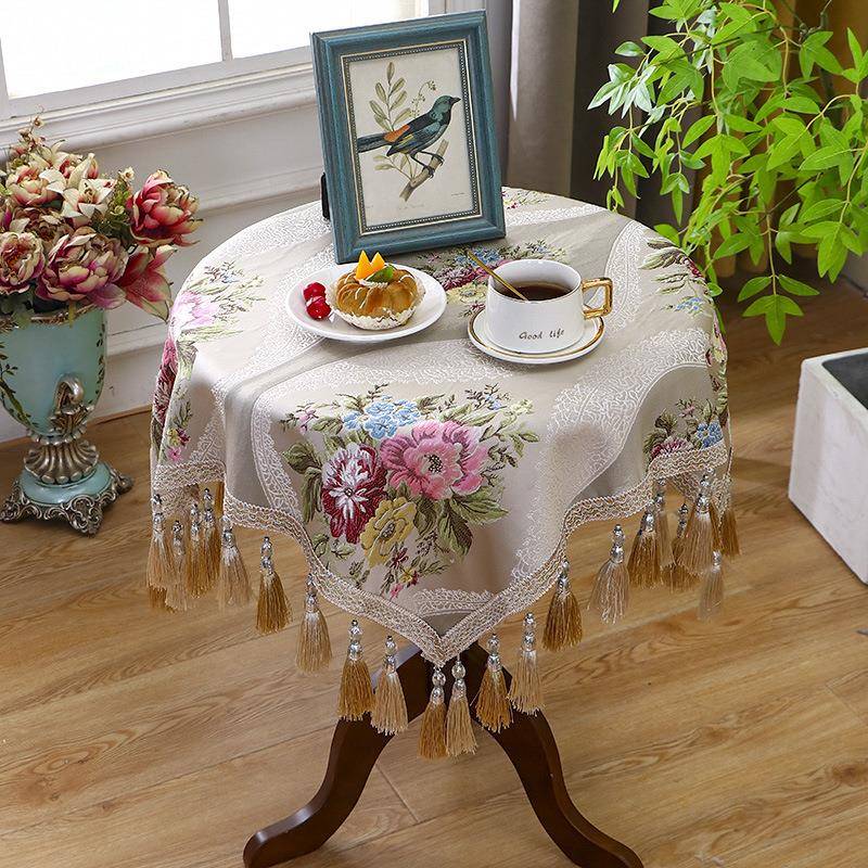 【折扣价】欧式圆桌桌布长方盖巾盖布圆形家用布艺台布餐桌布圆桌