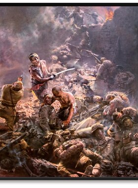 血战台儿庄革命战争油画办公室装饰画展厅会议室壁画走廊墙画W216