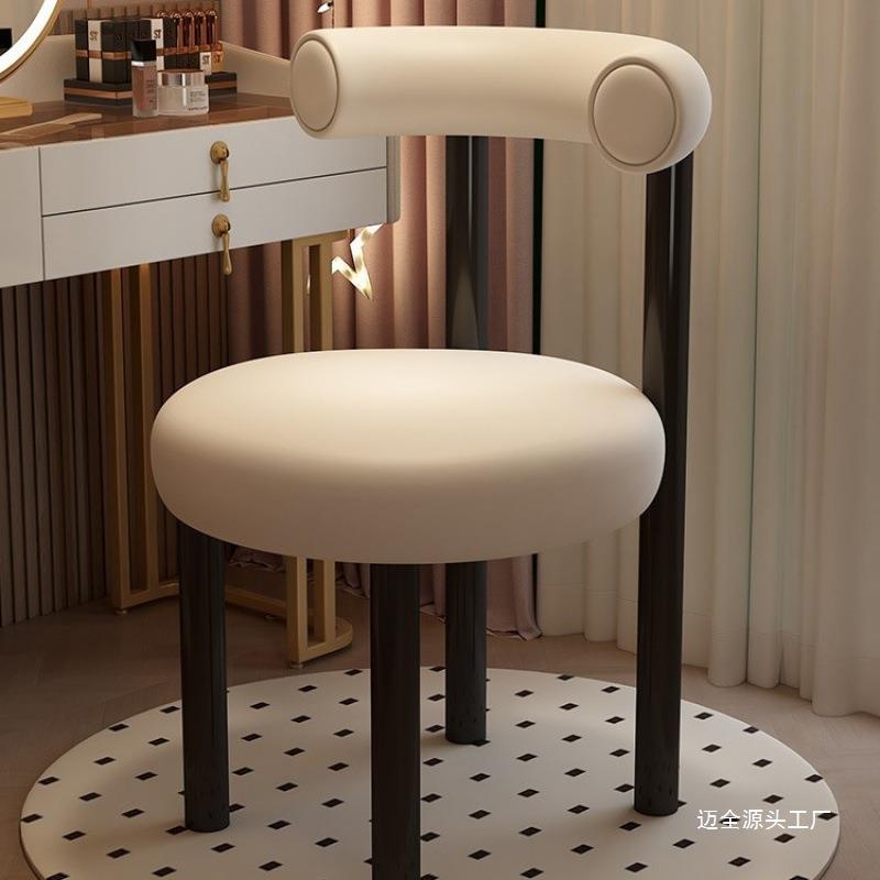 奶油风化妆凳简约卧室化妆椅小胖椅羊羔毛梳妆台椅子女生轻奢凳子