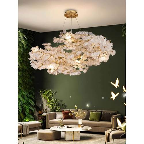 轻奢吊灯现代别墅客厅灯创意大气茶室餐厅灯树枝高端水晶灯