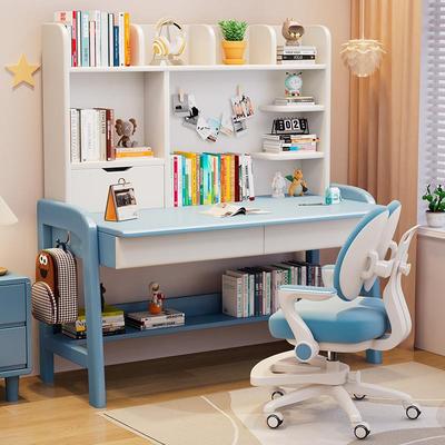 实木可升降书桌书架一体儿童学习桌中小学生写字桌家用卧室电脑桌