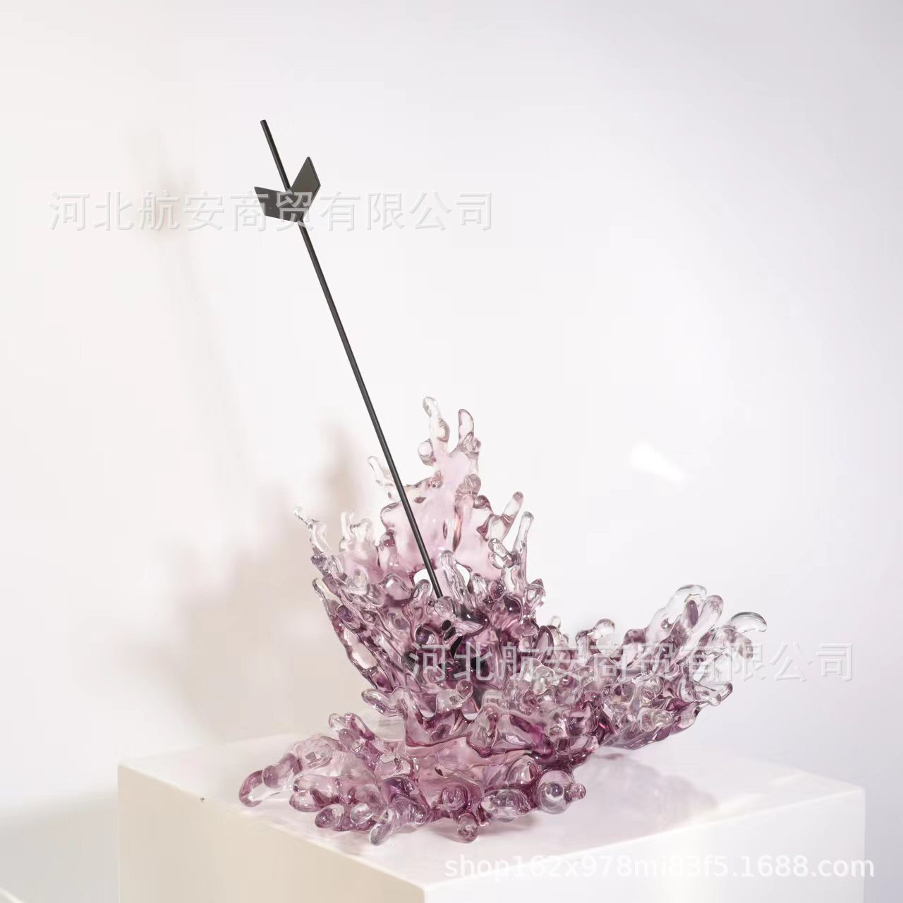 现代简约创意树脂浪花雕塑摆件样板房售楼处玄关大厅装饰品摆件