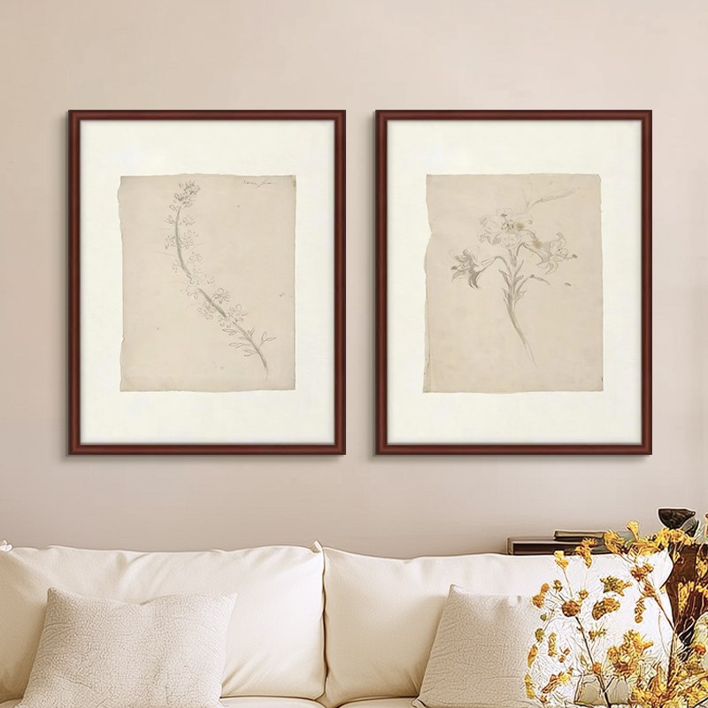 《古境花语》法式复古客厅花卉装饰画中古风餐厅玄关卧室床头挂画图片